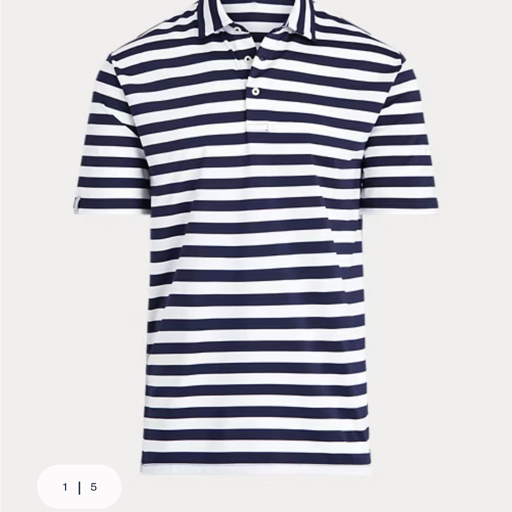 Ralph Lauren Navy and White Striped Polo Shirt